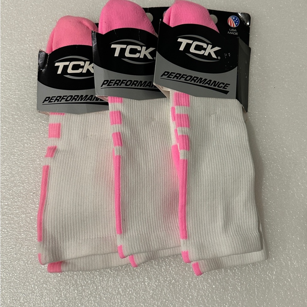 3 Pairs TCK Performance Socks Pink White Size X-Large NEW